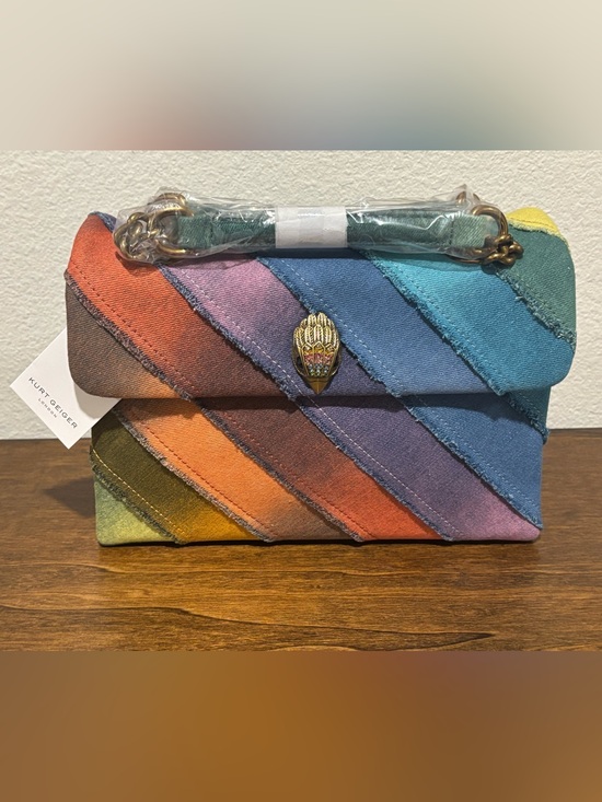 Kurt Geiger Handbags - Kurt Geiger Multicolor Denim Diagonal Stripe Crossbody Bag